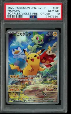 PSA 10 GEM MINT Pokemon Pikachu Scarlet Violet Pre Order Promo 001/SV-P Japanese - Image 1