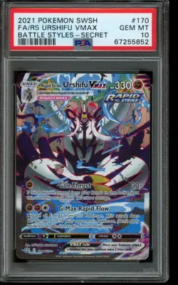 PSA 10 GEM MINT Pokemon Urshifu VMAX Battle Styles Secret 170/163 - Image 1