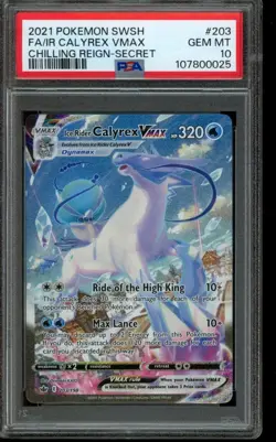 PSA 10 GEM MINT Pokemon Calyrex VMAX Chilling Reign Secret 203/198 - Image 1