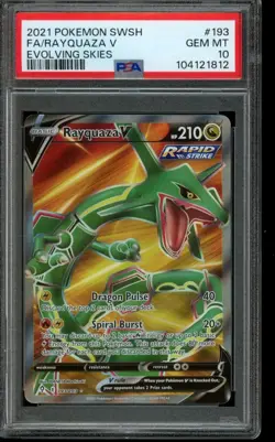 PSA 10 GEM MINT Pokemon Rayquaza V Evolving Skies Full Art 193/203 - Image 1