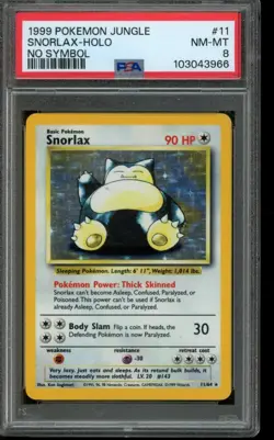 PSA 8 NM-MT Pokemon Snorlax Jungle No Symbol Holo 11/64 - Image 1