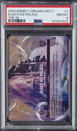 2024 DISNEY LORCANA C1 PROMO TOP 32 #7 ELSA'S ICE PALACE PLACE OF SOLITUDE PSA 8 - Image 1