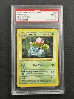 Pokemon Cards PSA 9 Mint Ivysaur 1st Edition Base Set WotC 1999 30/102 - Image 1