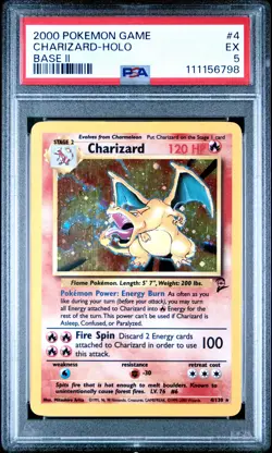 2000 POKEMON BASE SET 2 #4 CHARIZARD-HOLO PSA 5 - Image 1