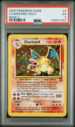 2000 POKEMON BASE SET 2 #4 CHARIZARD-HOLO PSA 5 - Image 1