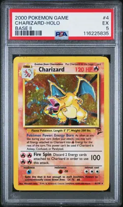 2000 POKEMON BASE SET 2 #4 CHARIZARD-HOLO PSA 5 - Image 1