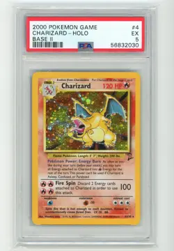 2000 POKEMON BASE SET 2 #4 CHARIZARD HOLO PSA 5 - Image 1