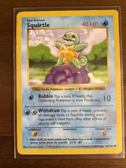 Pokemon TCG Squirtle Card #63/102 Common, Unlimited, Base Set - Image 2