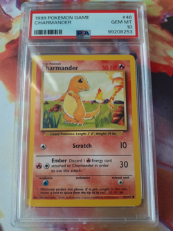 Pokemon TCG Base Set Unlimited Charmander #46 Common 1999 PSA 10 Gem Mint - Image 1