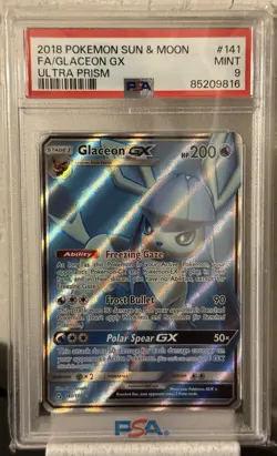 Glaceon GX 141/156 S&M Ultra Prism Full Art Holo Pokemon PSA 9 MINT - Image 1
