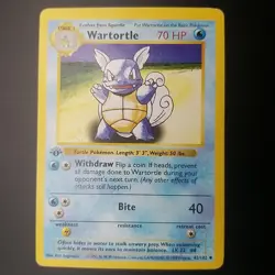 WARTORTLE 42/102 - 3D 1st Edition SHADOWLESS - Base Set - WOTC POKEMON CARD - LP - Image 1