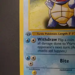 WARTORTLE 42/102 - 3D 1st Edition SHADOWLESS - Base Set - WOTC POKEMON CARD - LP - Image 5