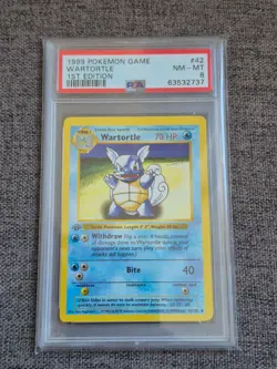 42/102 Wartortle 1st First Edition Shadowless Base Set Pokemon Card PSA 8 - Image 1