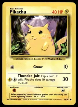 Pokemon TCG Base Set #058/102 Pikachu LP+ - Image 1
