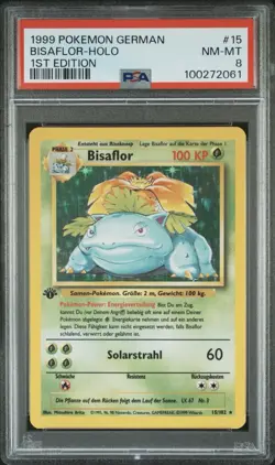 1999 Pokemon GERMAN 1st Edition Base Set Bisaflor-Venusaur Holo 15/102 PSA 8 - Image 1