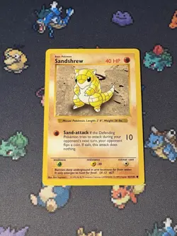 Pokemon Cards Sandshrew 62/102 Base Set SHADOWLESS WOTC - (LP) - Image 1