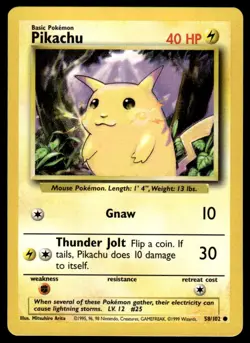 Pokemon TCG Base Set #058/102 Pikachu LP+ - Image 1