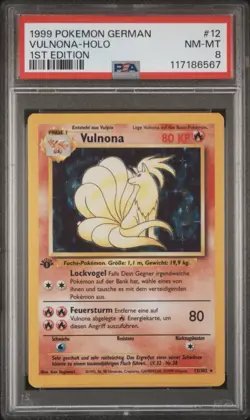 1999 Pokemon GERMAN 1st Edition Base Set Vulnona-Ninetales Holo 12/102 PSA 8 - Image 1