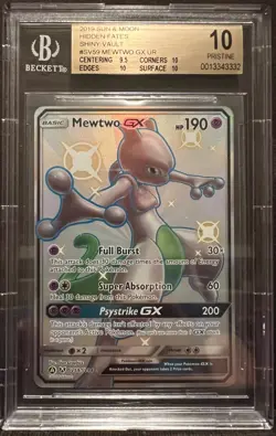 2019 Pokemon Sun & Moon Hidden Fates #SV59 Full Art Mewtwo GX BGS 10 - Image 1