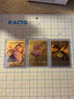 Pokemon Textured Gold Foil Fan Art Pokemon (lot Of 3) - Image 1