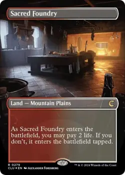 ~ Sacred Foundry (Borderless) ~ NM Foil ~ Ravnica: Clue Edition ~ MTG ~ - Image 1