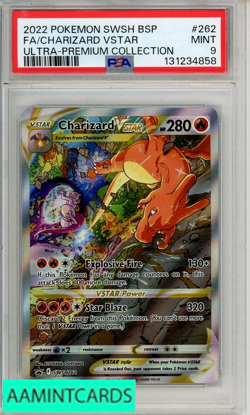 2022 POKEMON SWSH BLACK STAR PROMO FA CHARIZARD VSTAR #262 UPC PSA 9 MINT - Image 1
