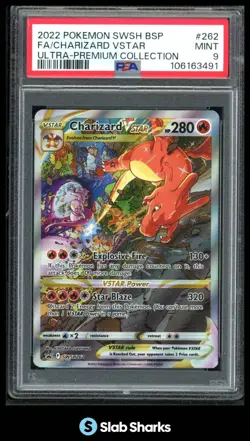 2022 POKEMON BLACK STAR PROMO #SWSH262 CHARIZARD VSTAR UPC PROMO PSA 9 - Image 1
