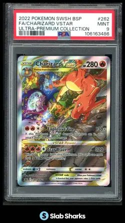 2022 POKEMON BLACK STAR PROMO #SWSH262 CHARIZARD V STAR UPC PROMO PSA 9 - Image 1