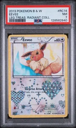 2013 Pokemon Black & White Eevee RC14/RC25 Legendary Treasures Radiant PSA 7 - Image 2