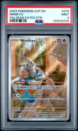 2024 Pokemon SVP EN-SV BLACK STAR PROMO POKEMON CENTER MIMIKYU #075 PSA 9 MINT - Image 1