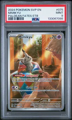 2024 POKEMON SVP EN SV PALDEAN FATES ETB BLACK STAR PROMO 075 MIMIKYU PSA 9 MINT - Image 1