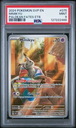 2024 POKEMON SVP EN-SV BLACK STAR PROMO 075 MIMIKYU PALDEAN FATES ETB PSA 9 - Image 1