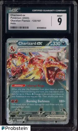 2023 Pokemon Obsidian Flames #125/197 Charizard Ex Holo CGC 9 MINT - Image 1