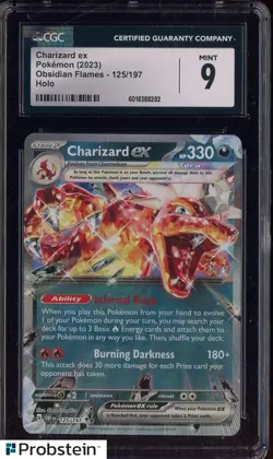 2023 Pokemon Obsidian Flames #125/197 Charizard Ex Holo CGC 9 MINT - Image 1