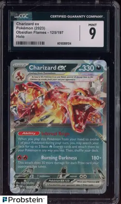 2023 Pokemon Obsidian Flames #125/197 Charizard Ex Holo CGC 9 MINT - Image 1