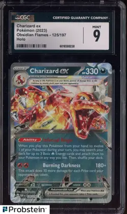 2023 Pokemon Obsidian Flames #125/197 Charizard Ex Holo CGC 9 MINT - Image 1