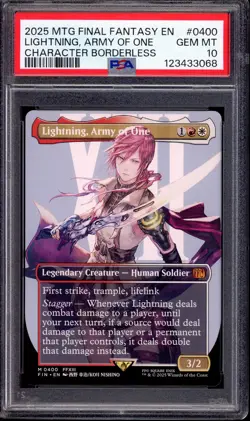 2025 MTG Final Fantasy Character Borderless Lightning, Army of One #0400 PSA 10 - Image 1