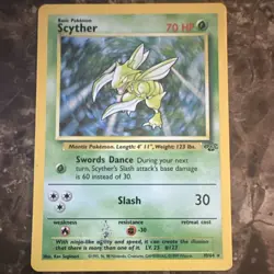 Pokemon TCG Scyther Jungle 10/64 Unlimited Holo Rare 1999 70 HP Basic - Image 1