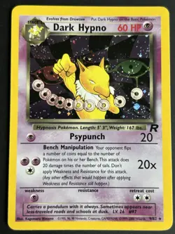 Pokemon TCG Dark Hypno 9/82 Team Rocket Holo Rare WotC 2000 LP - Image 1