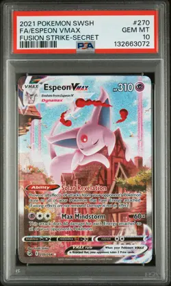 2021 POKEMON SWORD & SHIELD FUSION STRIKE SECRET FULL ART/ESPEON VMAX PSA 10 - Image 1