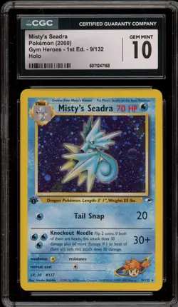 Pokemon Misty's Seadra Gym Heroes 1st Edition Holo Rare #9 CGC 10 Gem Mint - Image 1
