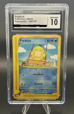 CGC 10 Psyduck Aquapolis 104/147 Pokemon 2003 GEM MINT - Image 1