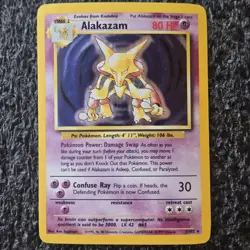 Alakazam 1/130 Base Set 2 Holo LP Pokemon - Image 1