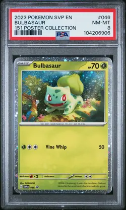 2023 POKEMON SVP EN-SV BLACK STAR PROMO 151 POSTER COLL #046 BULBASAUR PSA 8 - Image 1