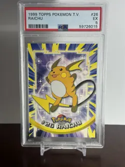 1999 Topps Pokemon Raichu #26 TV Animation Edition, PSA 5 - Image 1