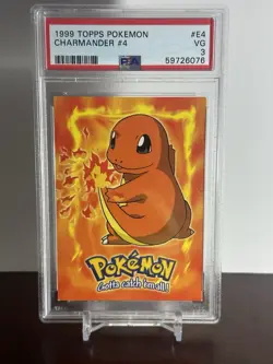 1999 Topps Pokemon E4 of 12 Charmander Blue Logo TV Animation Psa 3 - Image 1