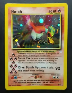 Ho-Oh #7/64, Neo Revelation Holo Rare, 2000 Vintage Pokemon TCG, LP - Image 1