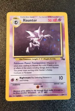 1999 Pokemon Fossil #21 Haunter Holographic PSA 9/10U Mint-Gem Mint - Image 1