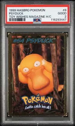 Psyduck Pokemon Card Hasbro Toy Wishes Magazine Hand Cut 1999 WOTC PSA 2 POP 2 - Image 1
