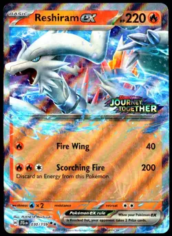 Pokemon TCG Reshiram ex 030/159 2025 Journey Together Stamped Promo Card - NM - Image 1
